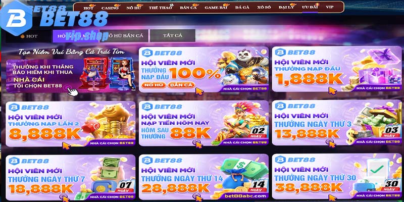 Thành viên mới của Bet88 nhận nhiều ưu đãi hấp dẫn