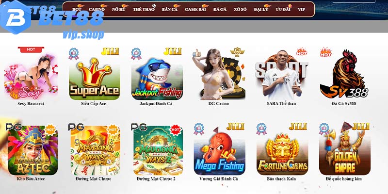 Ứng dựng cá cược bet88 cung cấp nhiêu trò chơi cá cược